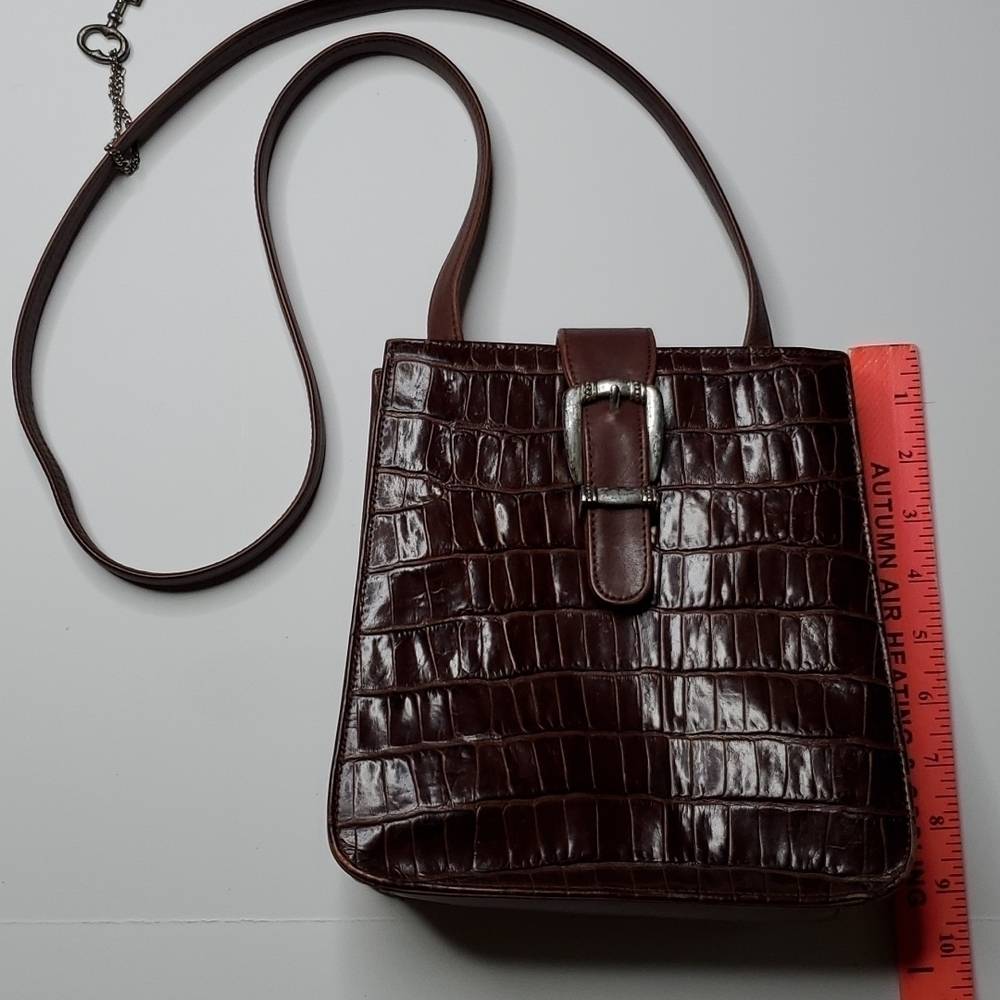 Fossil Purse Alligator Print Leather Closure Brown